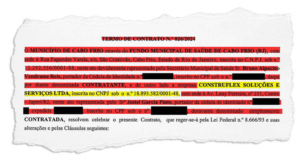Cabo Frio: Empresa com contrato sob investigação teria atuado no município com dois CNPJs diferentes, segundo apontam documentos oficiais