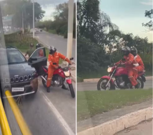Assalto é registrado por passageiros de ônibus durante congestionamento em Macaé (VIDEO)
