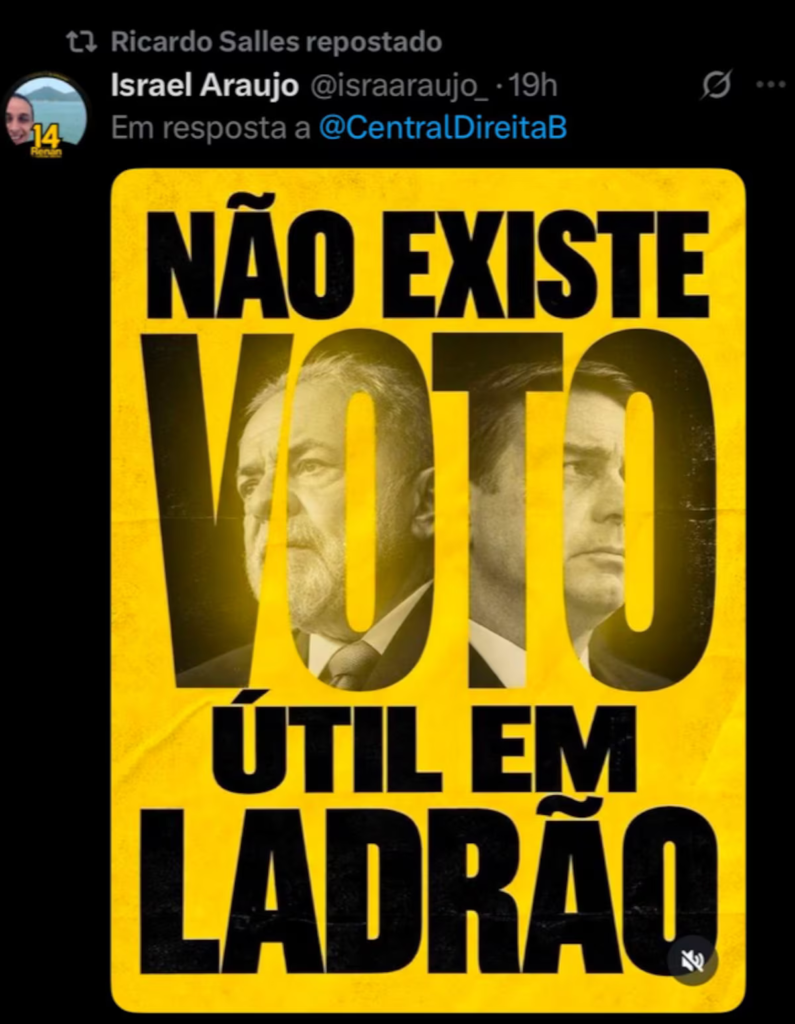 Salles se retrata após compartilhar montagem com Flávio Bolsonaro como ‘ladrão’: ‘Feito por engano’